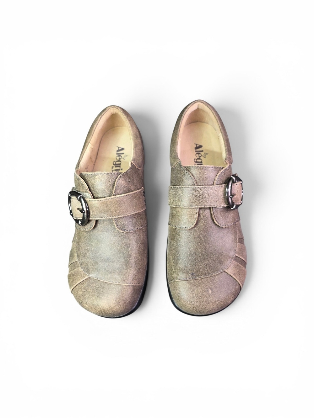 Alegria Khloe Drifted Brown Gray Leather Clogs Professional Comfort Shoe NWOB